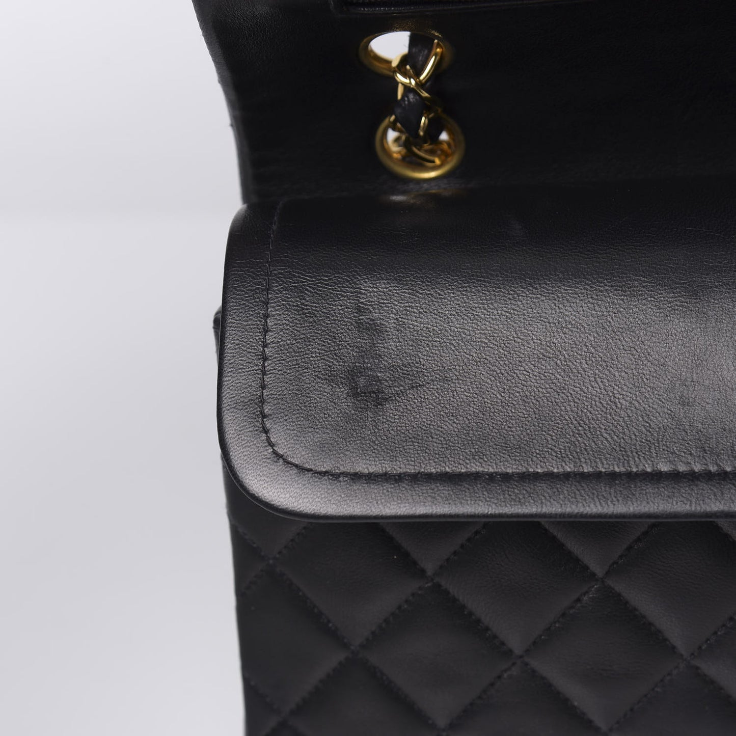 Lambskin Quilted Medium Double Flap Black