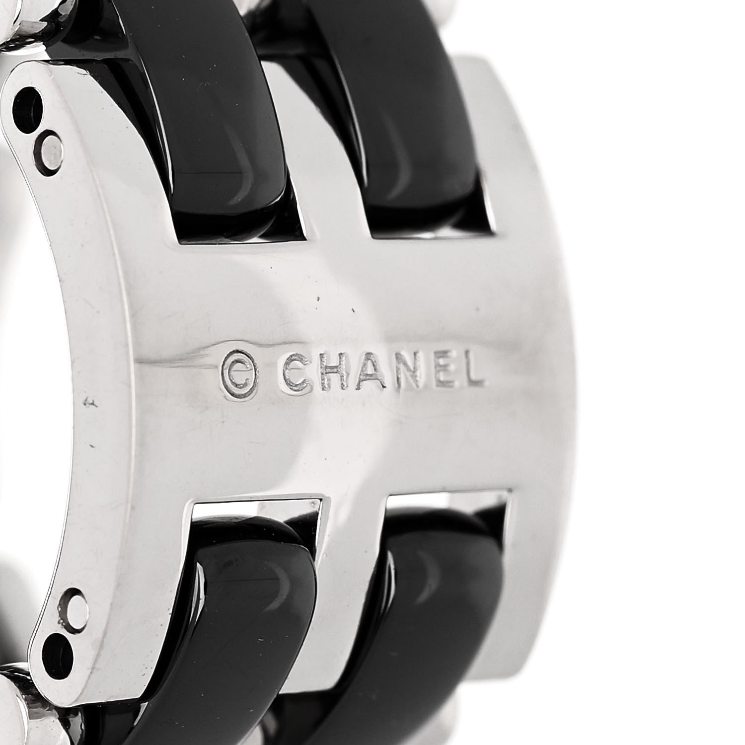 Chanel 18K White Gold Ceramic Diamond Large Ultra Ring 53 6.25 Black 4 of 5