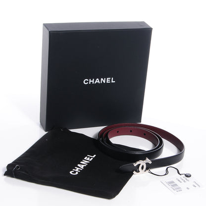 Chanel Reversible Leather CC Logo Skinny Belt 85 Black Burgundy 5 of 5