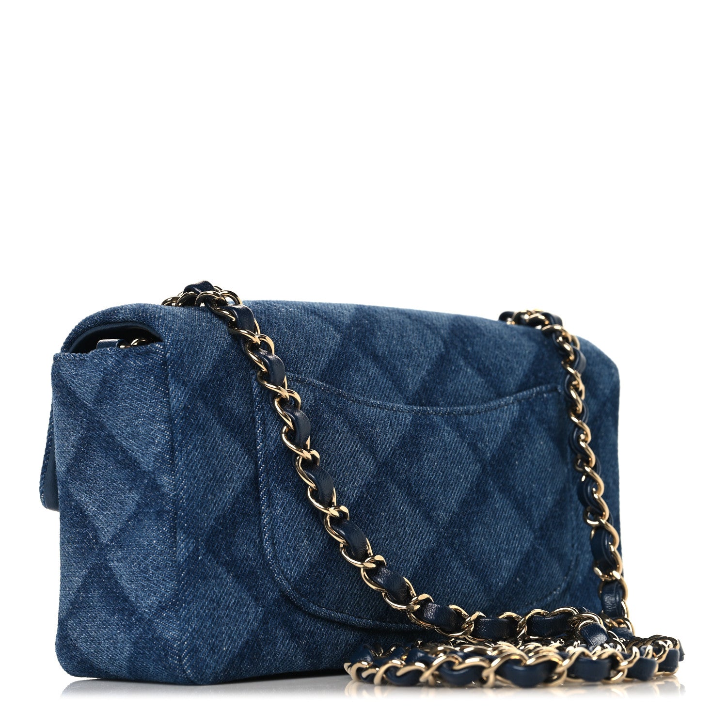 Chanel Printed Denim Quilted Mini Rectangular Flap Dark Blue 3 of 10