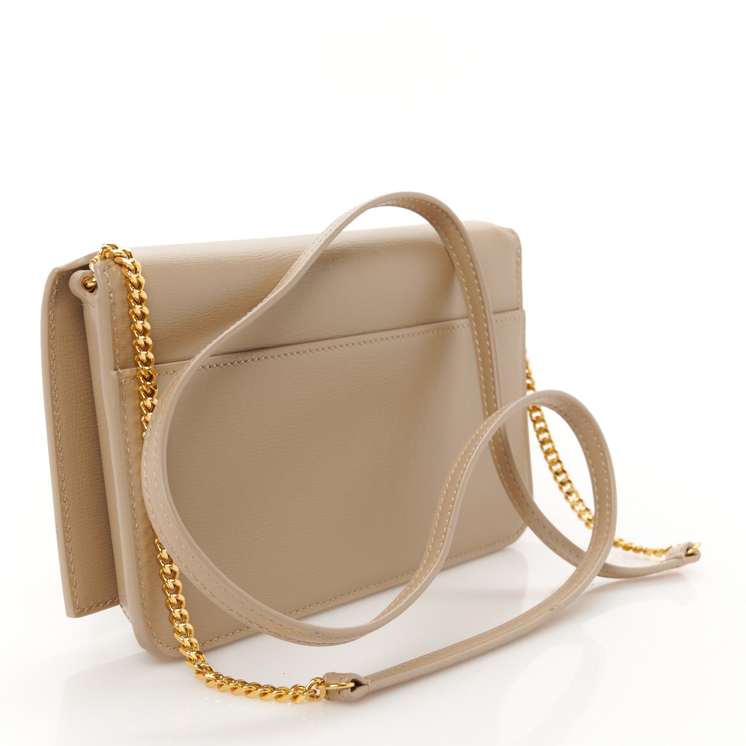 Saint Laurent Smooth Calfskin Monogram Phone Holder Crossbody Dark Beige 3 of 10