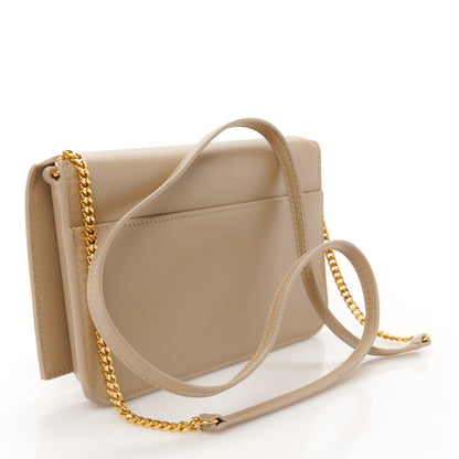 Saint Laurent Smooth Calfskin Monogram Phone Holder Crossbody Dark Beige 3 of 10