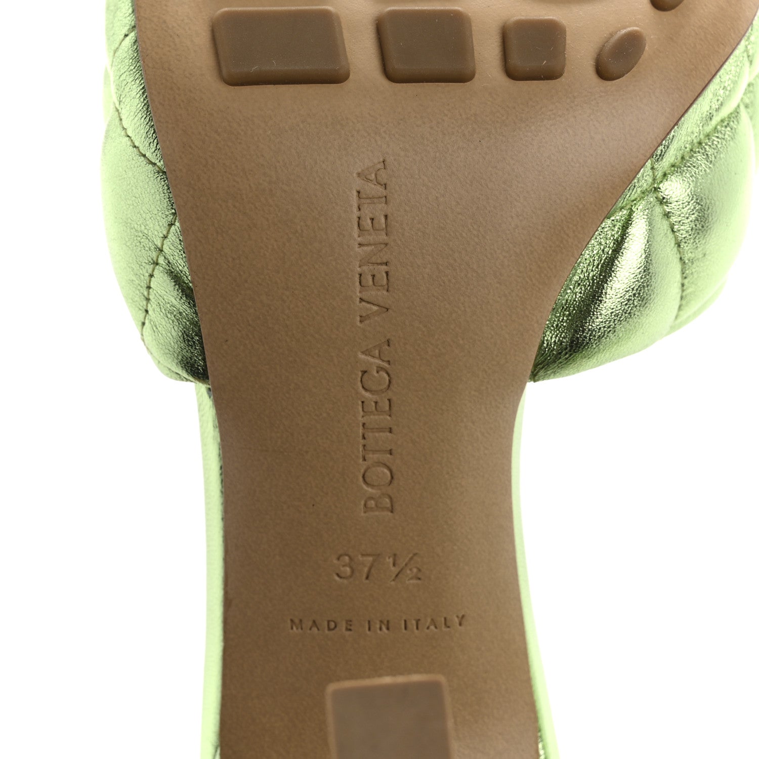 Bottega Veneta Metallic Nappa Reflection Matelasse Padded Mule Sandals 37.5 Pistachio 8 of 8