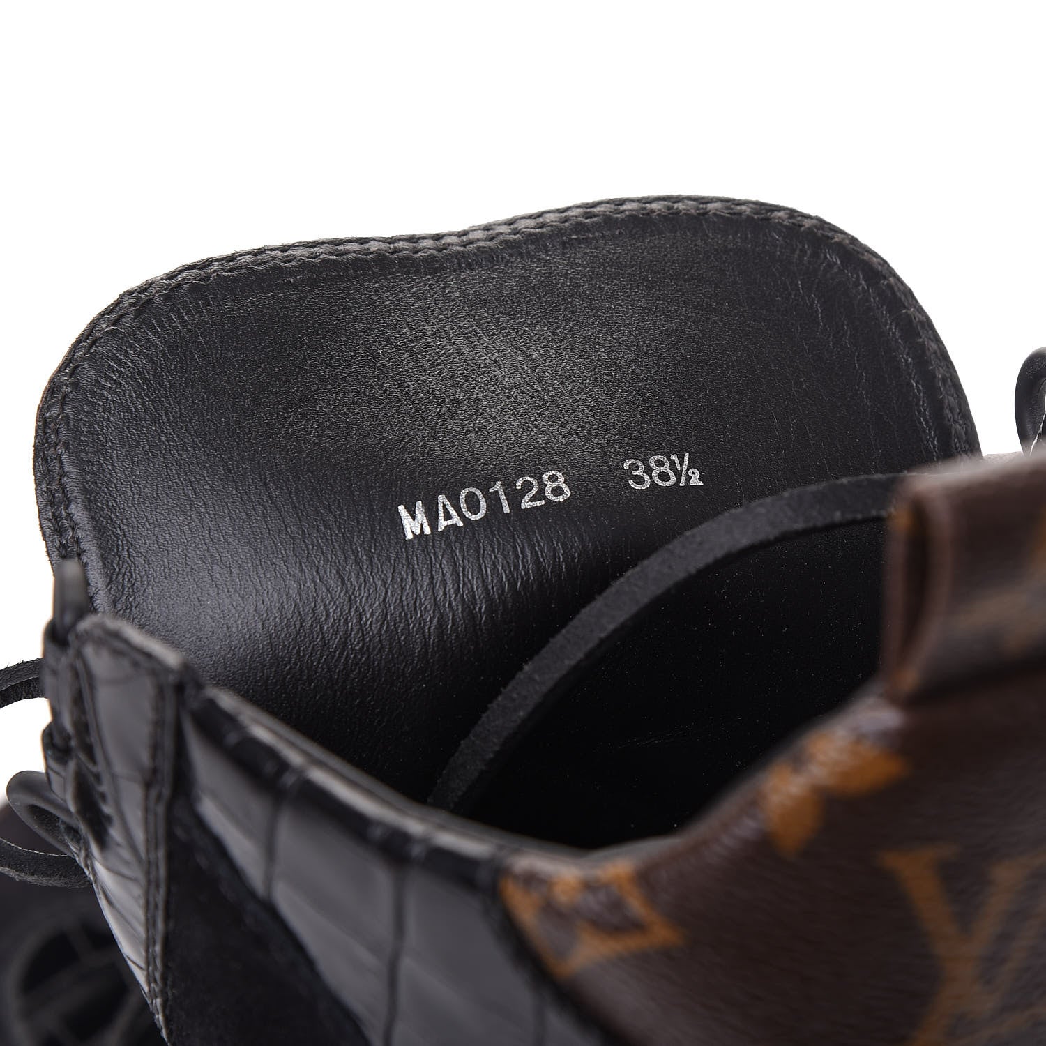 Louis Vuitton Suede Calfskin Monogram Laureate Platform Desert Boots 38.5 Black 9 of 11