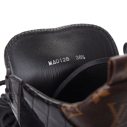 Louis Vuitton Suede Calfskin Monogram Laureate Platform Desert Boots 38.5 Black 9 of 11