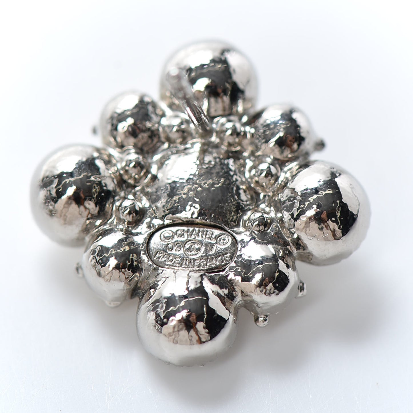 Crystal CC Flower Earrings Silver