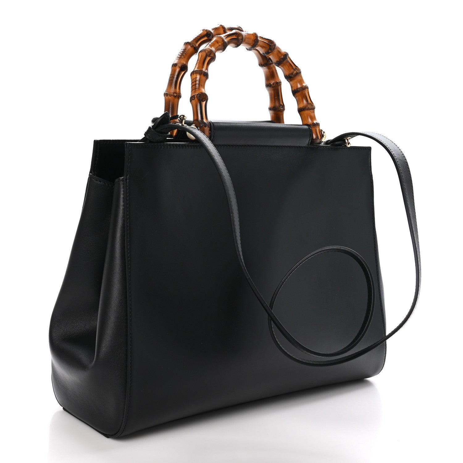 Gucci Nappa Bamboo Medium Nymphaea Top Handle Bag Black 3 of 10