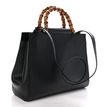 Gucci Nappa Bamboo Medium Nymphaea Top Handle Bag Black 3 of 10