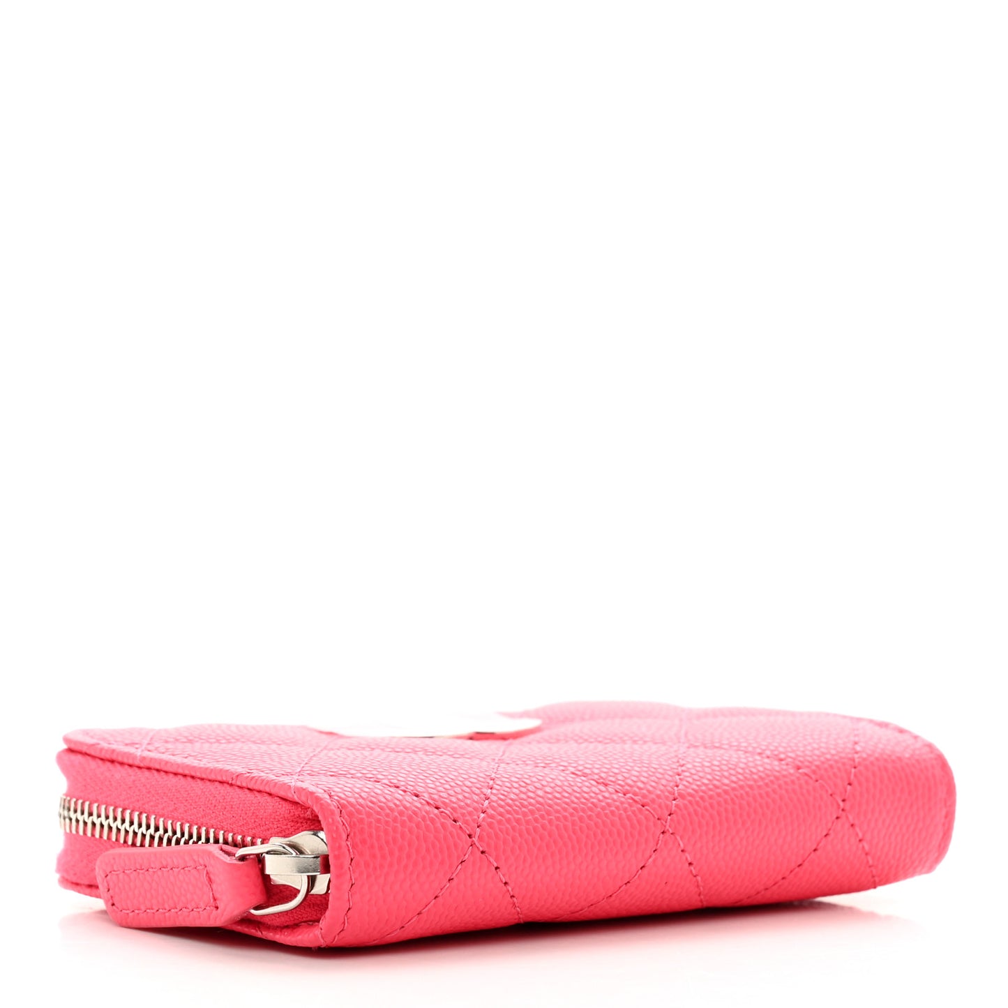 Caviar Quilted Coco Chanel Logo CC Zip Coin Purse Fuchsia