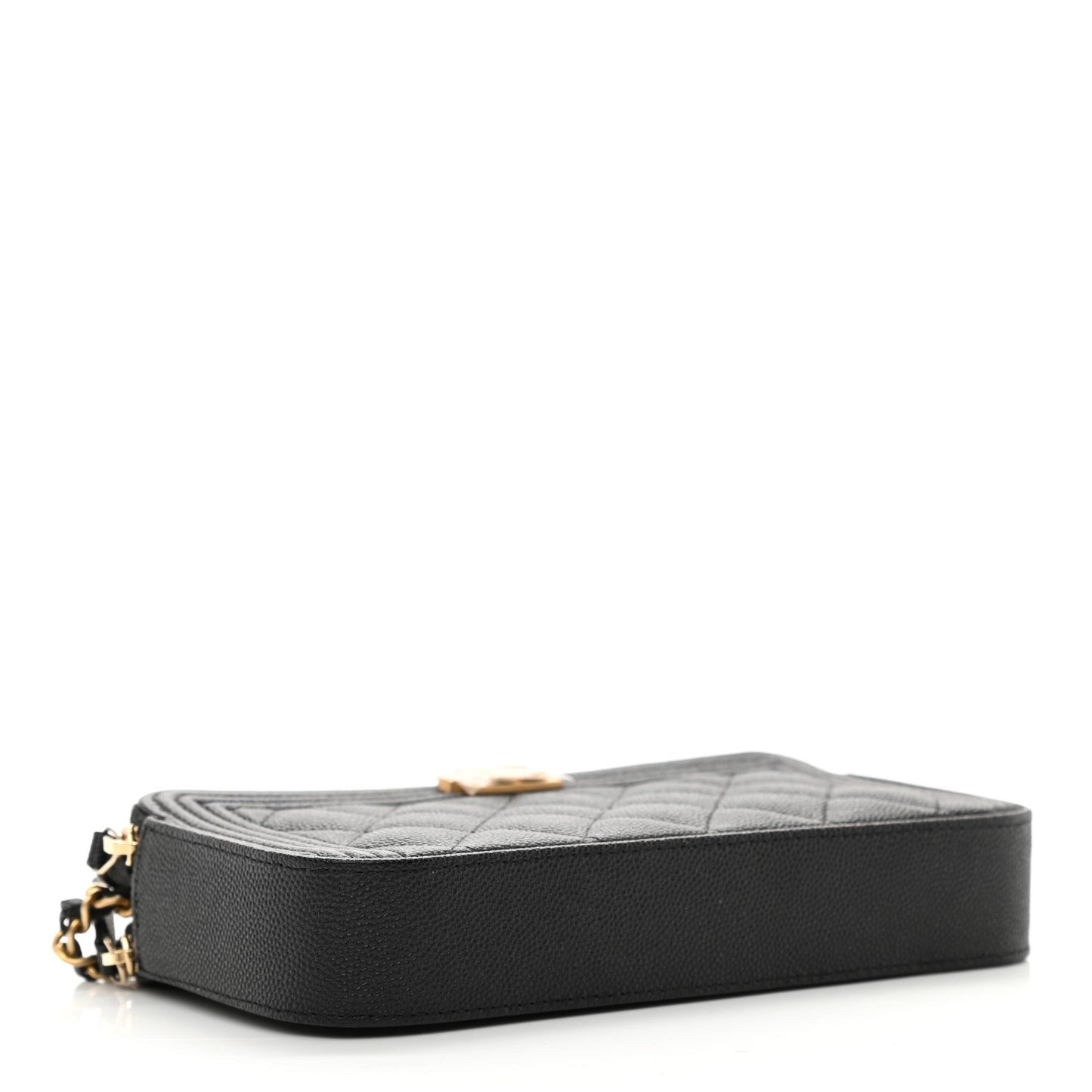 Caviar Quilted Small Boy Clutch With Chain Black