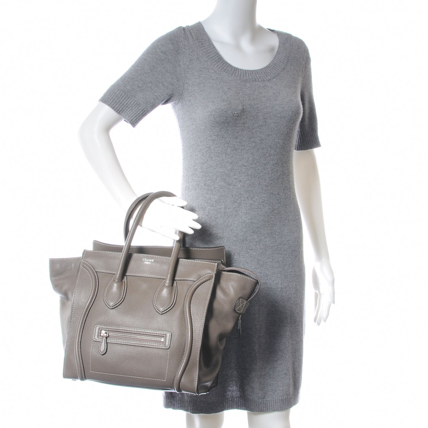 Drummed Calfskin Mini Luggage Bag Souris
