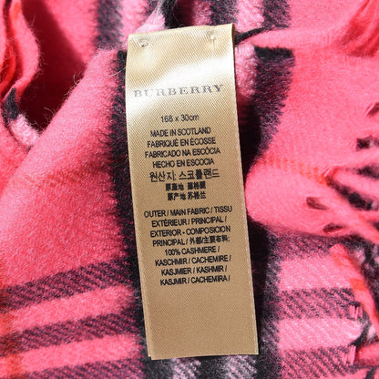 Burberry Cashmere Vintage Check Fringe Scarf Bright Pink 4 of 5