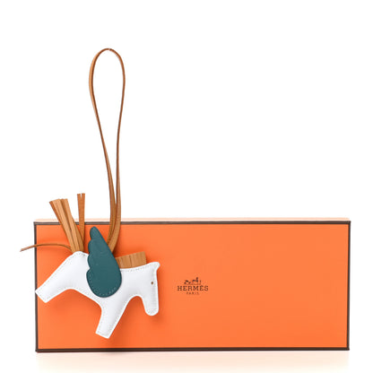 Hermes Milo Lambskin Grigri Rodeo Pegase Horse Bag Charm PM Bleu Brume Sesame Vert Bosphore 5 of 5