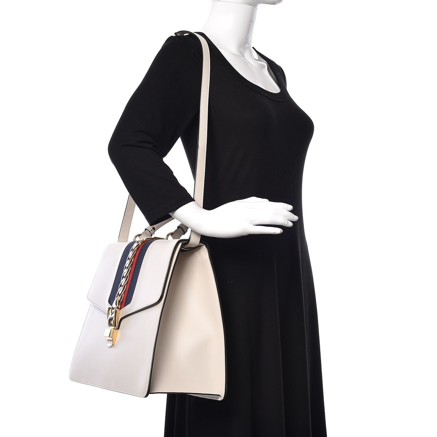 Calfskin Maxi Sylvie Top Handle Bag White