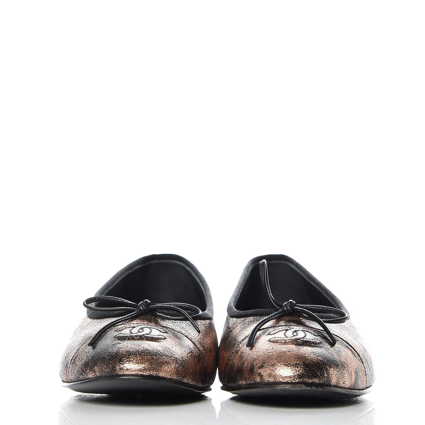 Laminated Suede Goatskin Cap Toe CC Ballerina Flats 40.5 Bronze