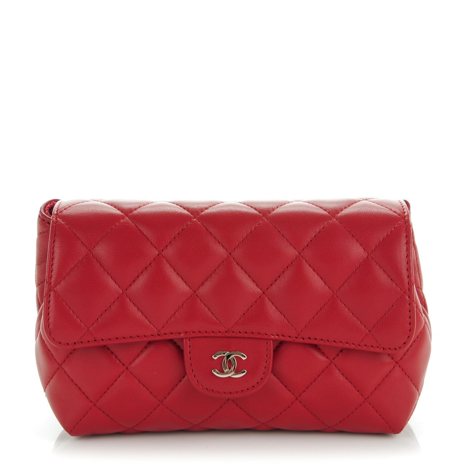 Chanel Lambskin Quilted Flap Cosmetic Case Red 1 of 7