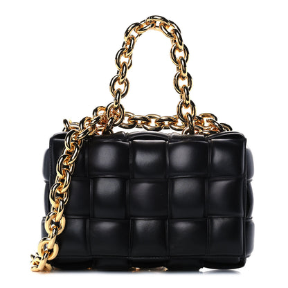 Bottega Veneta Lambskin Maxi Intreccio Padded Chain Cassette Crossbody Bag Black 1 of 10