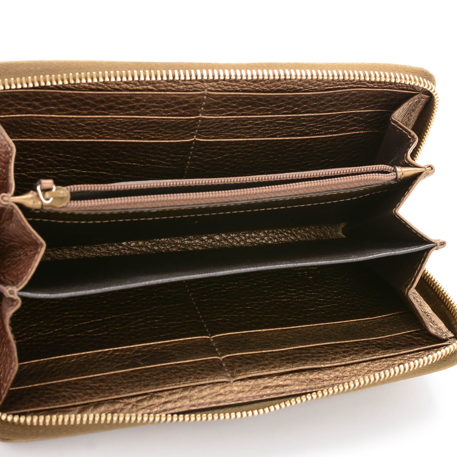 Gucci Metallic Calfskin Bamboo Tassel Zip Around Wallet Bronze 5 of 7