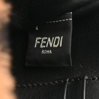 Fendi Shearling Vitello Dolce Macro FF 1974 Mini Baguette Tobacco Black 7 of 10