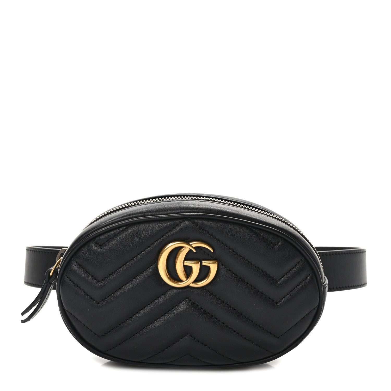 Gucci Calfskin Matelasse GG Marmont Belt Bag 75 30 Black 1 of 11