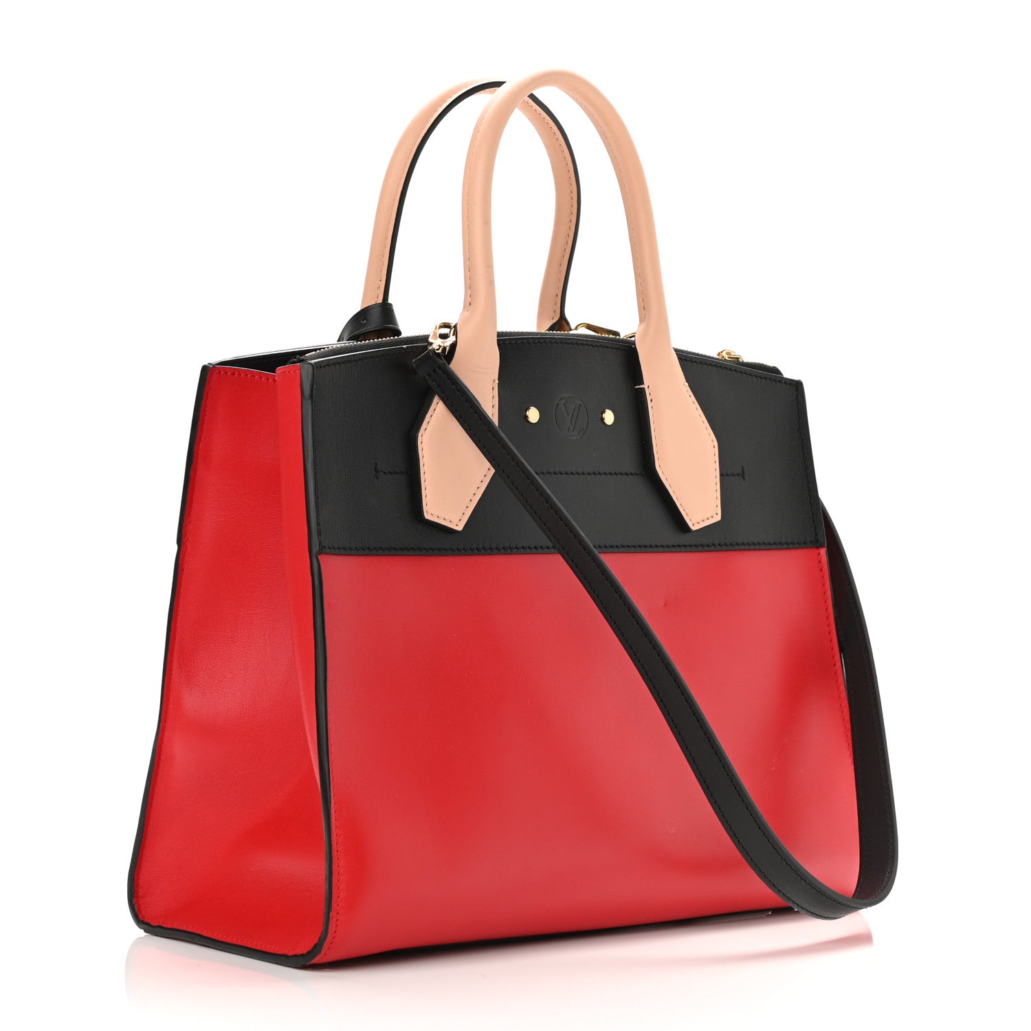 Louis Vuitton Calfskin City Steamer MM Rouge Black 3 of 10