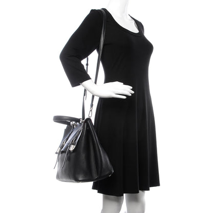 Prada Lux Calfskin Large Convertible Top Handle Tote Black 2 of 17