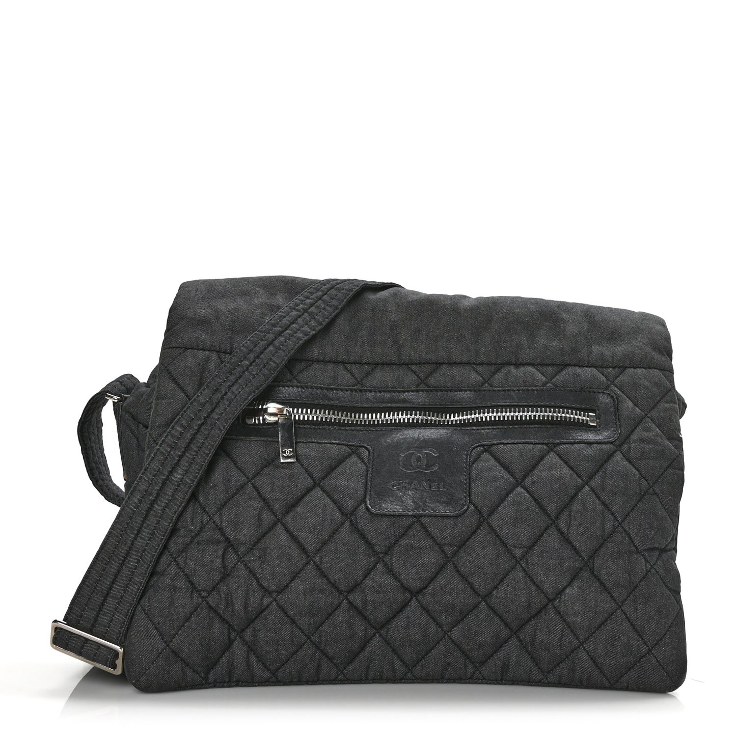 Denim Quilted Coco Cocoon Messenger Dark Grey