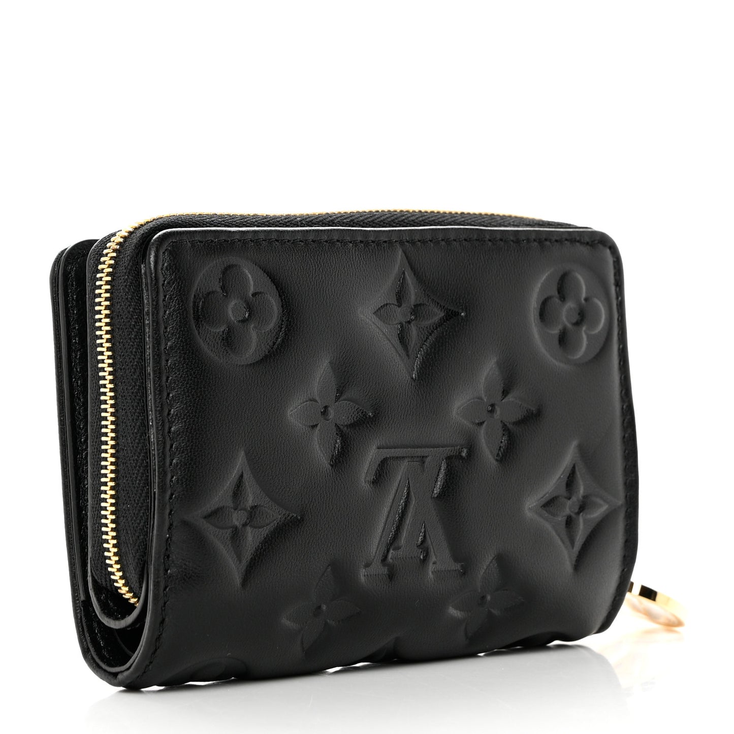 Lambskin Embossed Monogram Lou Coussin Wallet Black