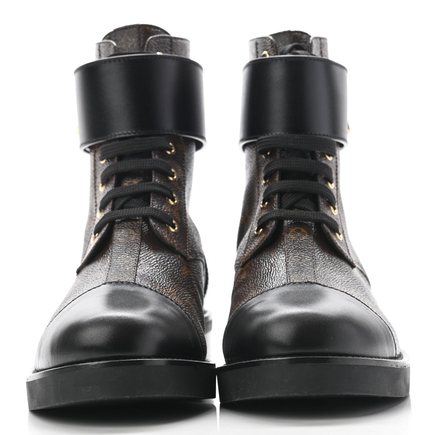 Louis Vuitton Monogram Calfskin Wonderland Flat Ranger Boots 40 Black 2 of 11