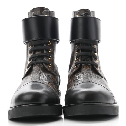 Louis Vuitton Monogram Calfskin Wonderland Flat Ranger Boots 40 Black 2 of 11