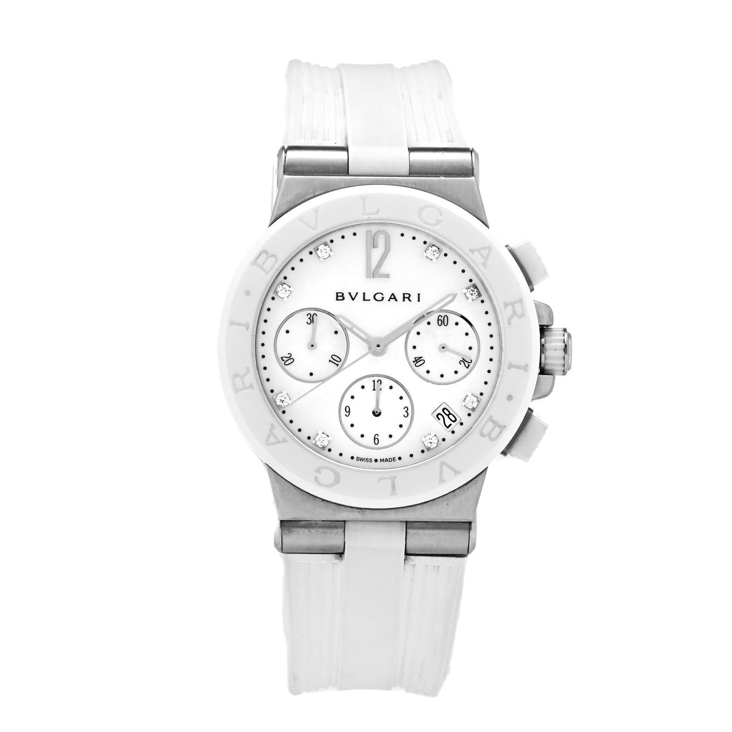 Stainless Steel Ceramic Rubber Diamond Mother of Pearl 37mm Diagono Chronograph Automatic Watch