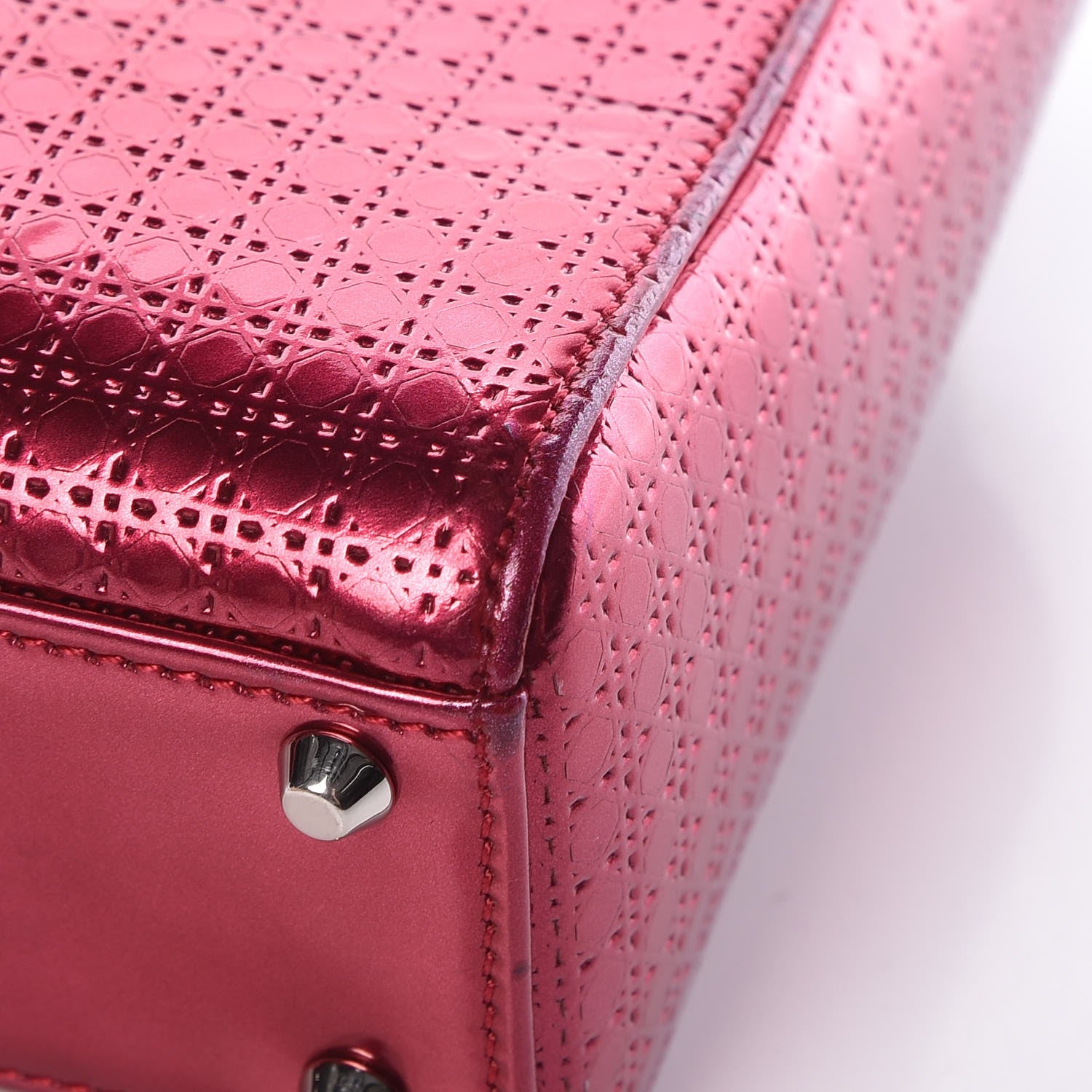 Christian Dior Metallic Patent Micro-Cannage Mini Lady Dior Fuchsia 14 of 14