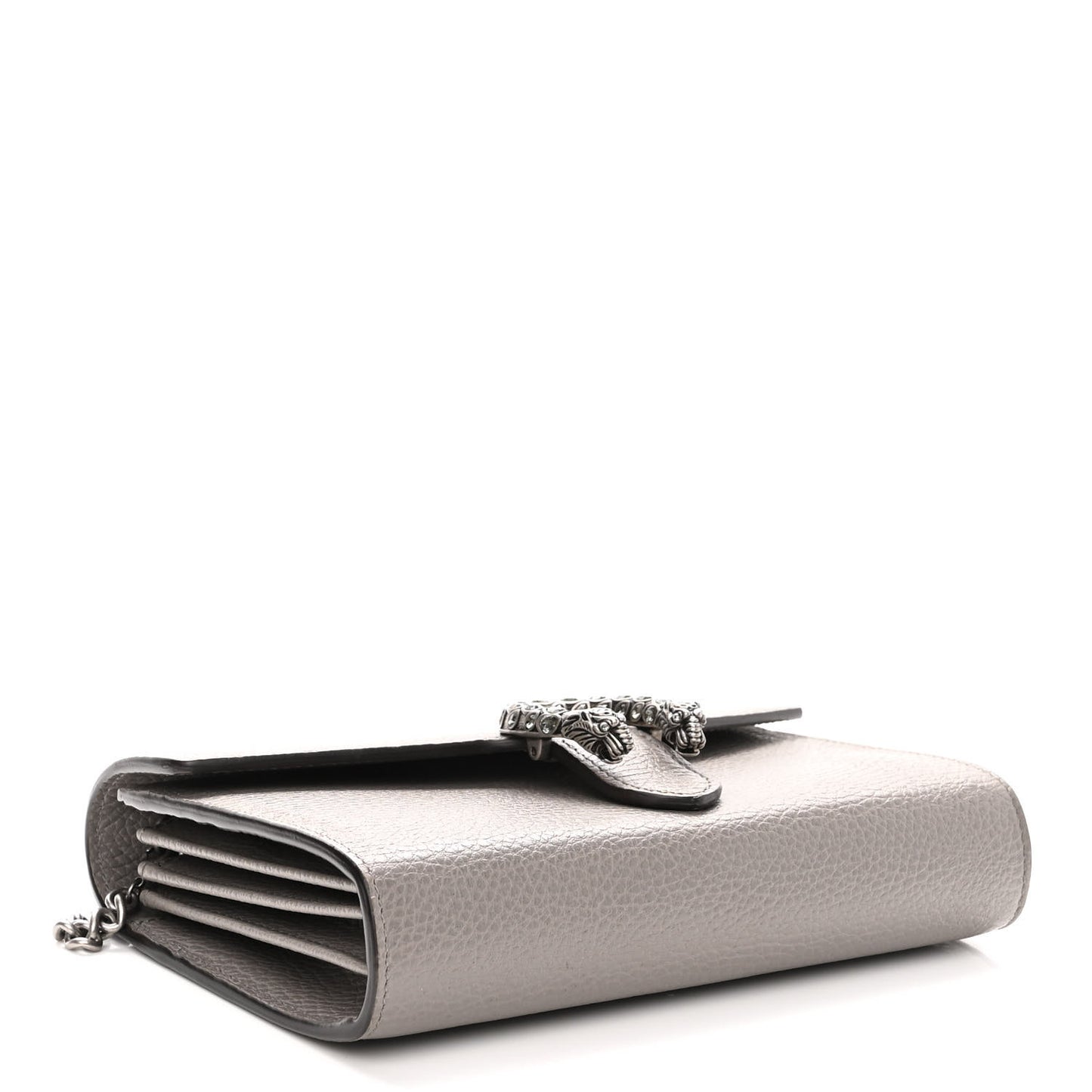Dollar Calfskin Crystal Mini Dionysus Chain Wallet Dusty Grey Black Diamond