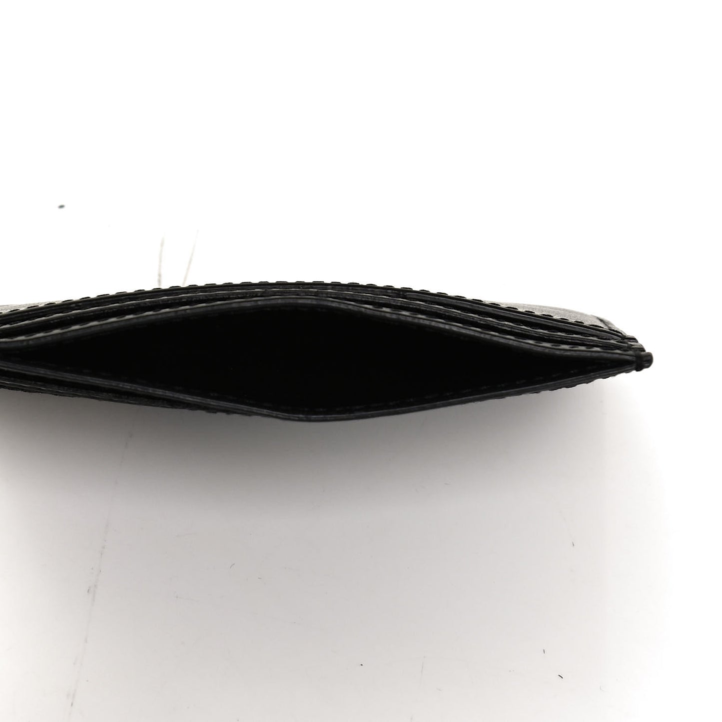 Calfskin Smoking Forever Patch Credit Card Case Black