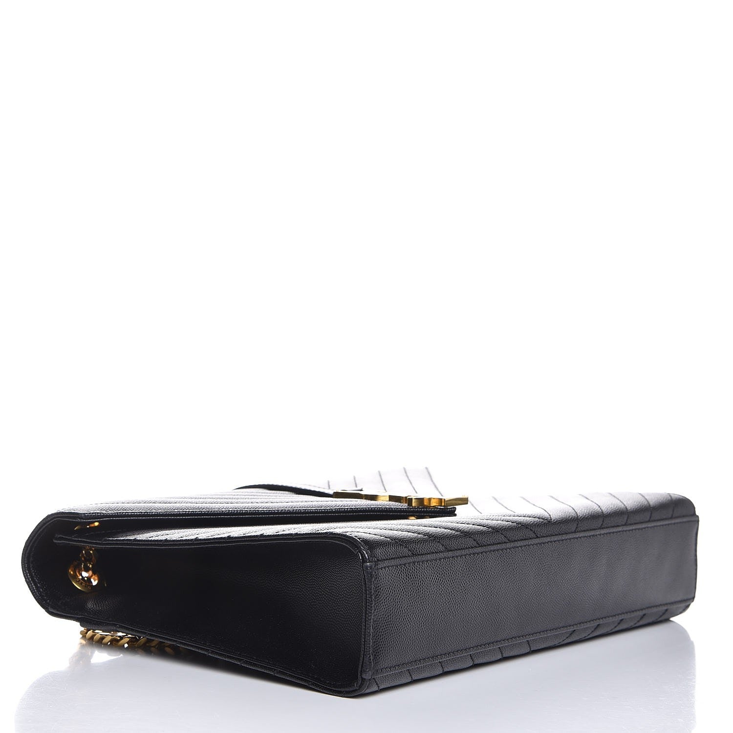 Saint Laurent Grain De Poudre Matelasse Chevron Large Monogram Satchel Black 4 of 9