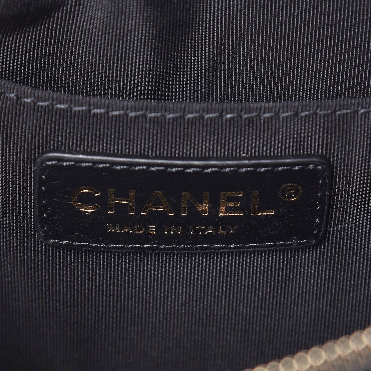 Calfskin Quilted Waist Bag Black Gold