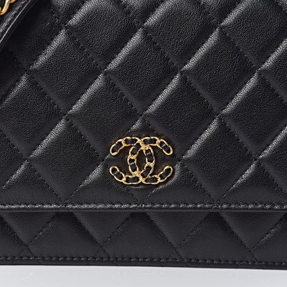 Chanel Lambskin Quilted Infinity Wallet On Chain WOC Black 12 of 15