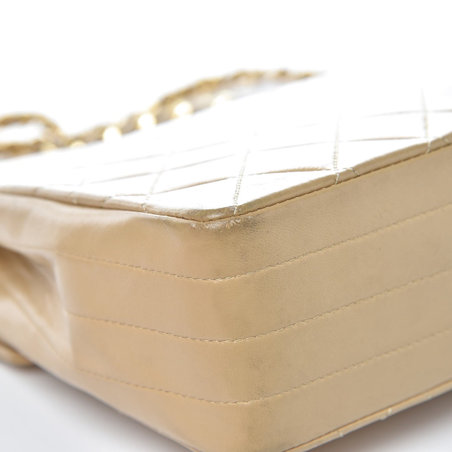 Lambskin Quilted Medium Single Flap Beige