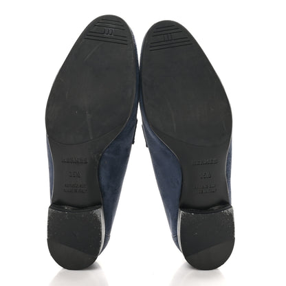 Hermes Suede Goatskin Womens Royal Loafers 35.5 Bleu Celeste 6 of 10