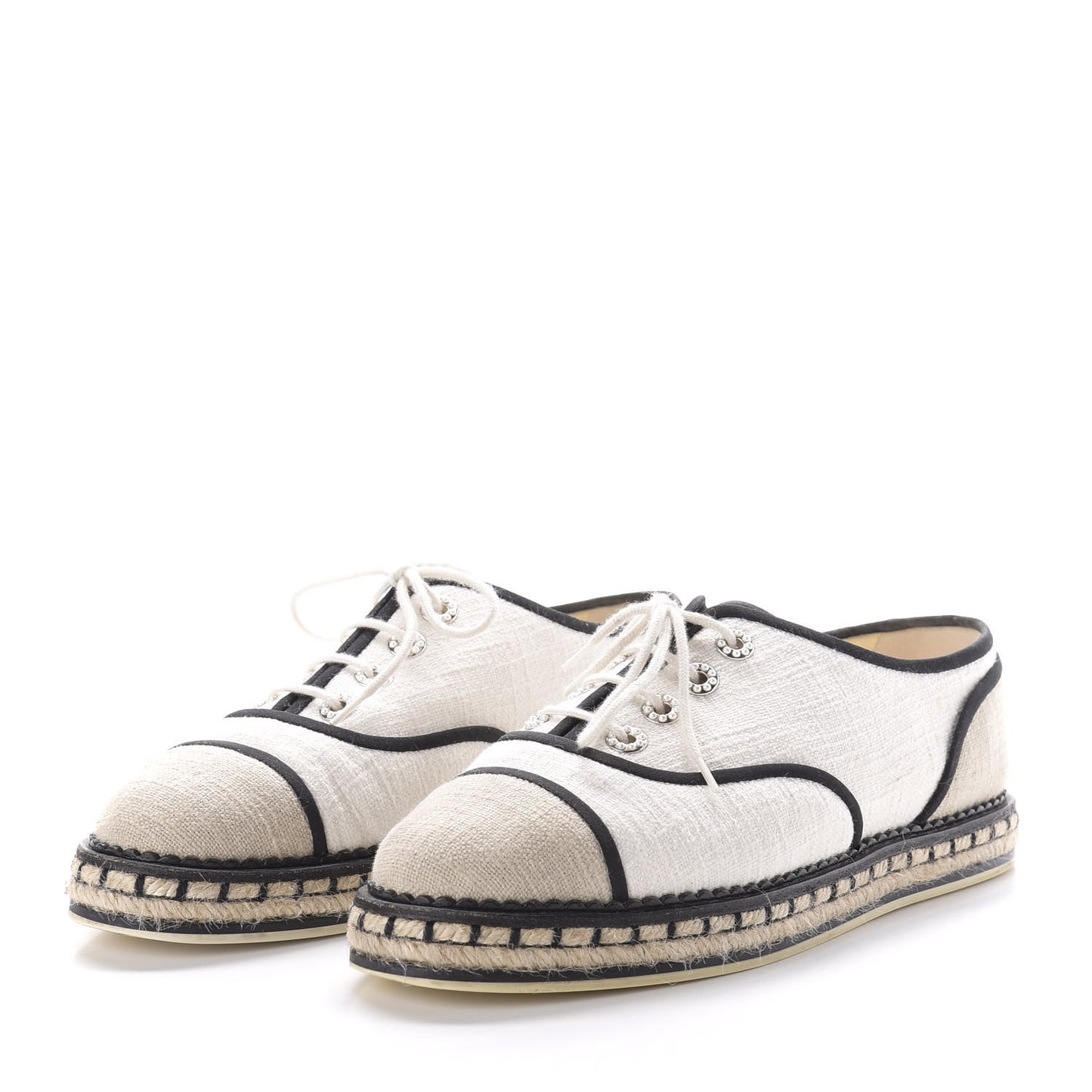 Cotton Lace Up Espadrilles 39 Light Beige