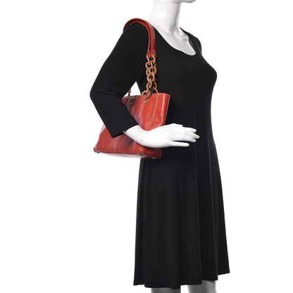 Chanel Calfskin Wood Chain Tote Red 2 of 10