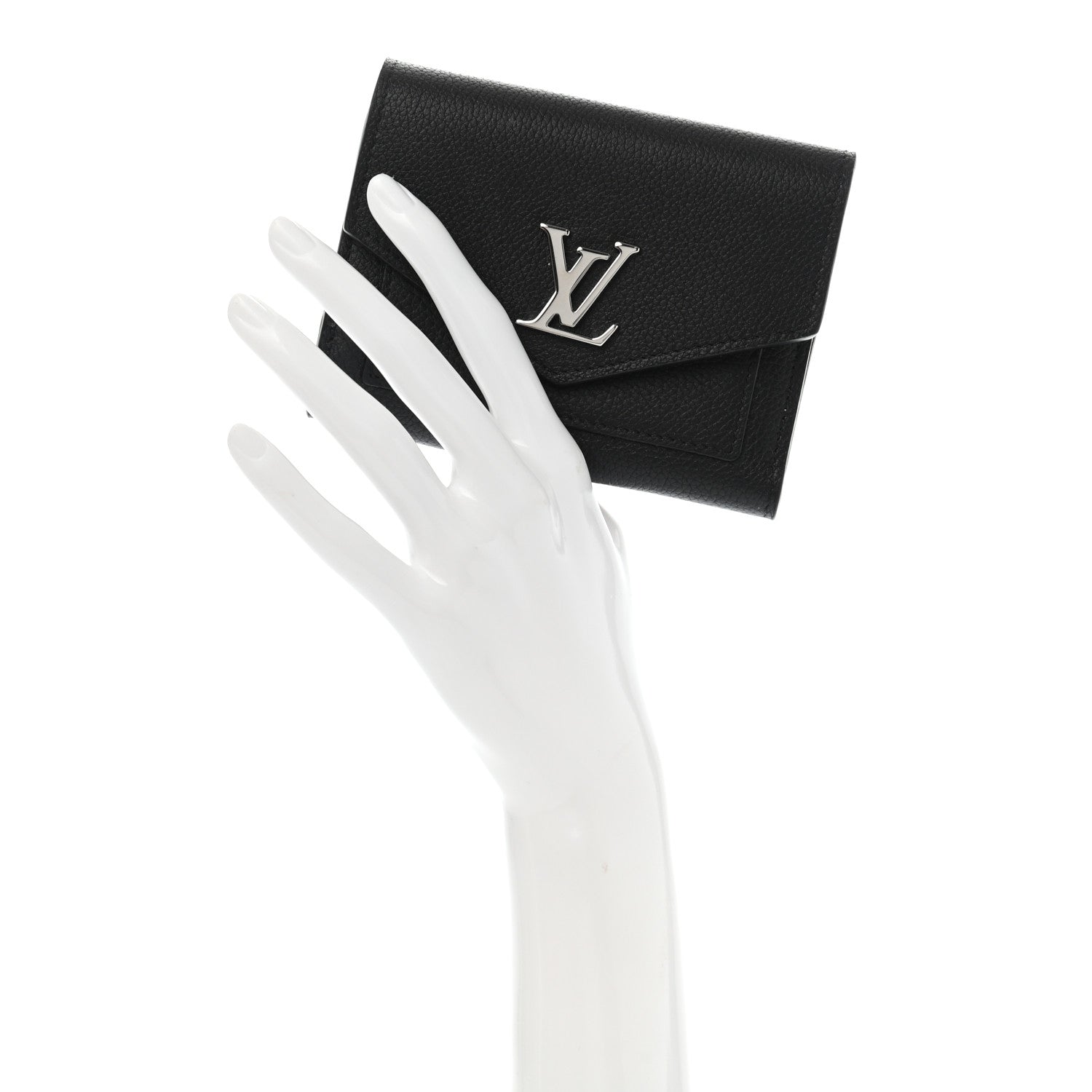 Louis Vuitton Soft Calfskin My Lockme Compact Wallet Black 2 of 8