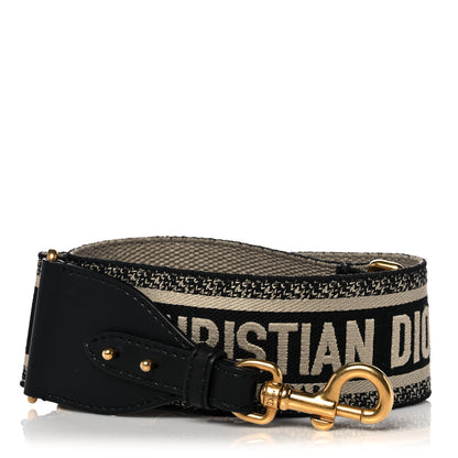 Christian Dior Canvas Embroidered Shoulder Strap Black 1 of 6