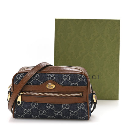 Gucci New Denim GG Monogram Dollar Calfskin Mini Ophidia Shoulder Bag Blue Tea Cuir Epilog 11 of 11