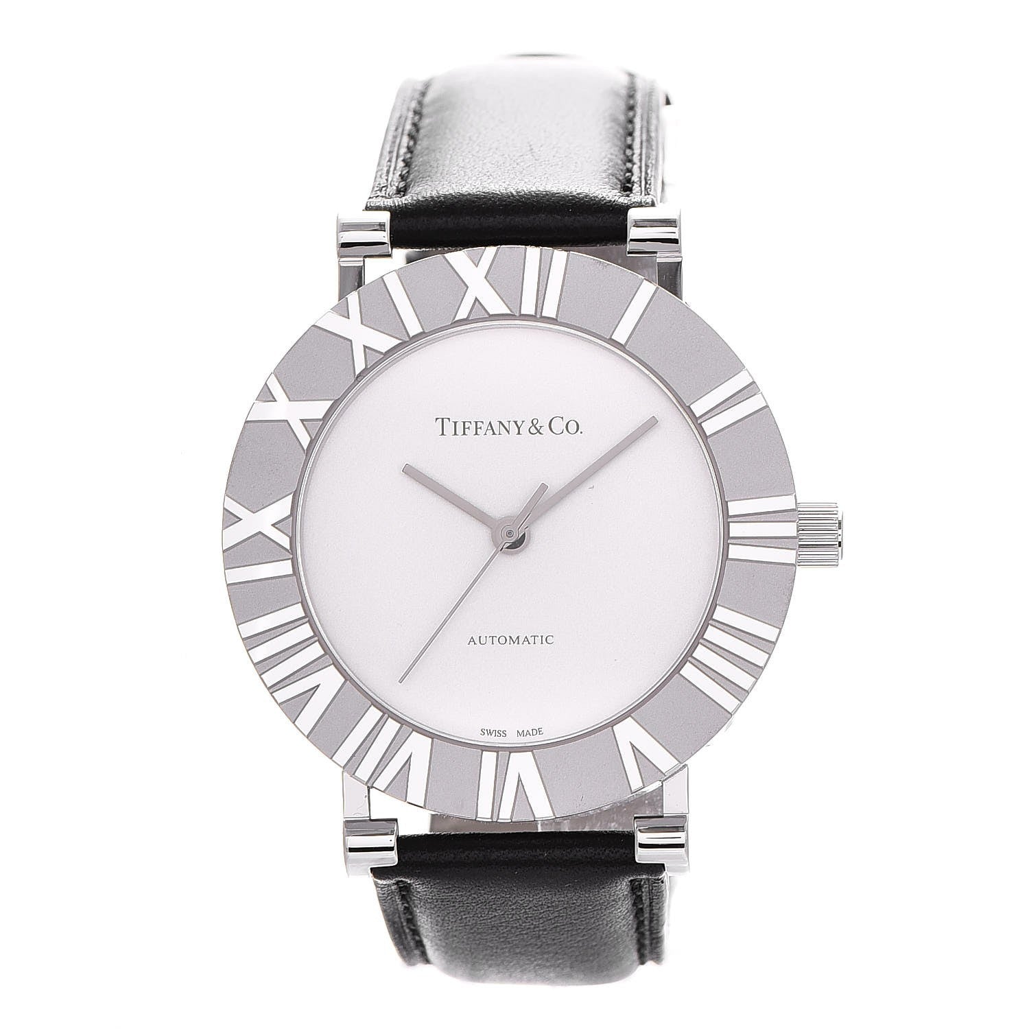 Tiffany Sterling Silver Calfskin 39mm Atlas Automatic Watch 1 of 14