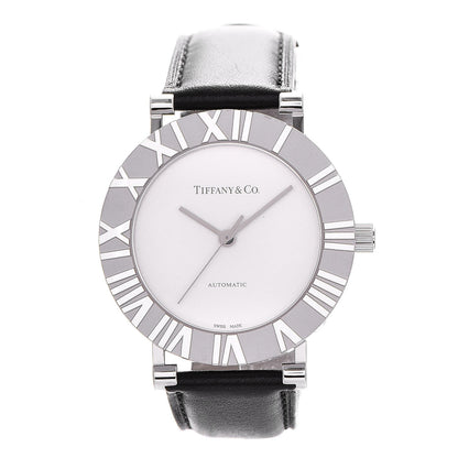Tiffany Sterling Silver Calfskin 39mm Atlas Automatic Watch 1 of 14