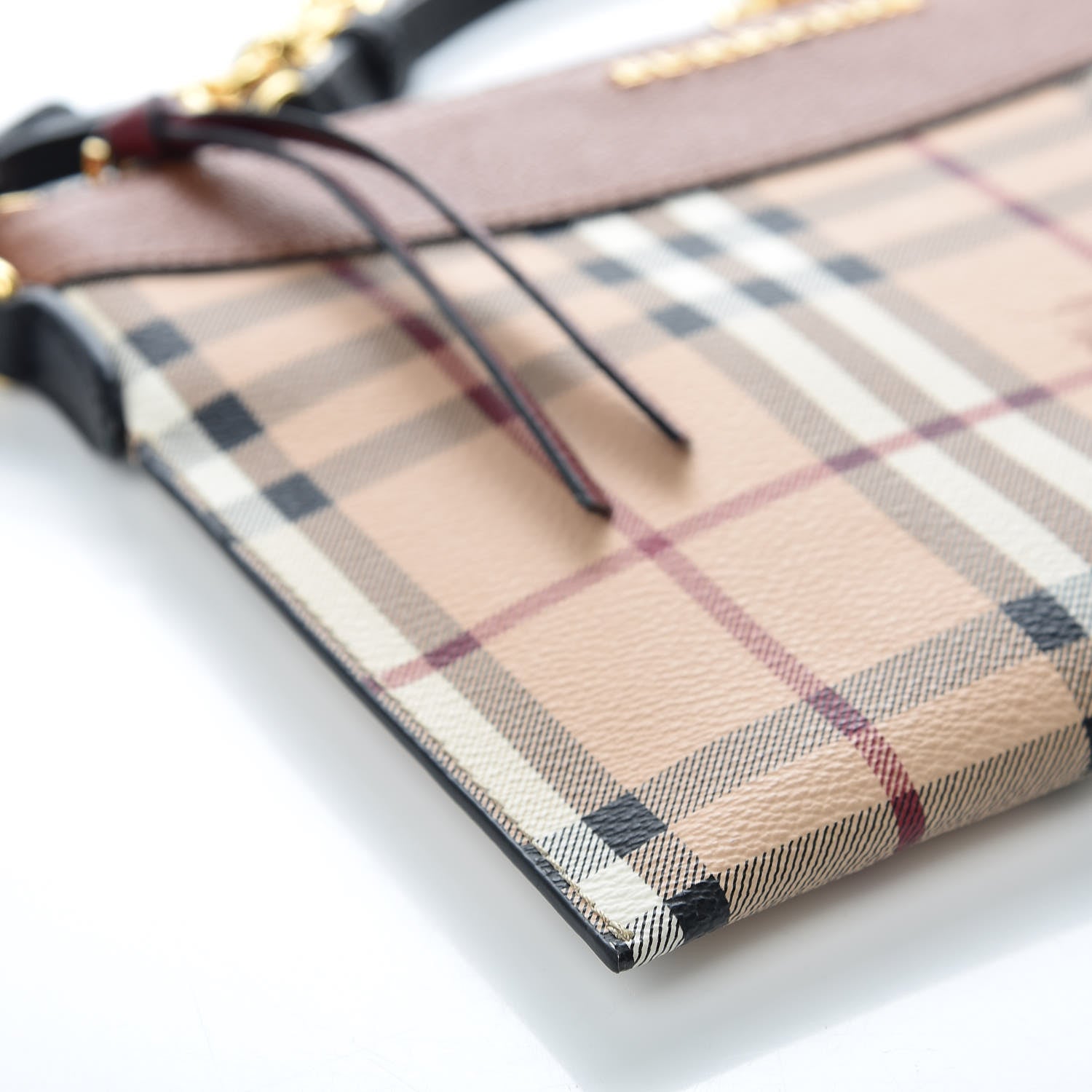 Burberry Haymarket Check Peyton Crossbody Clutch Bag Toffee 8 of 9