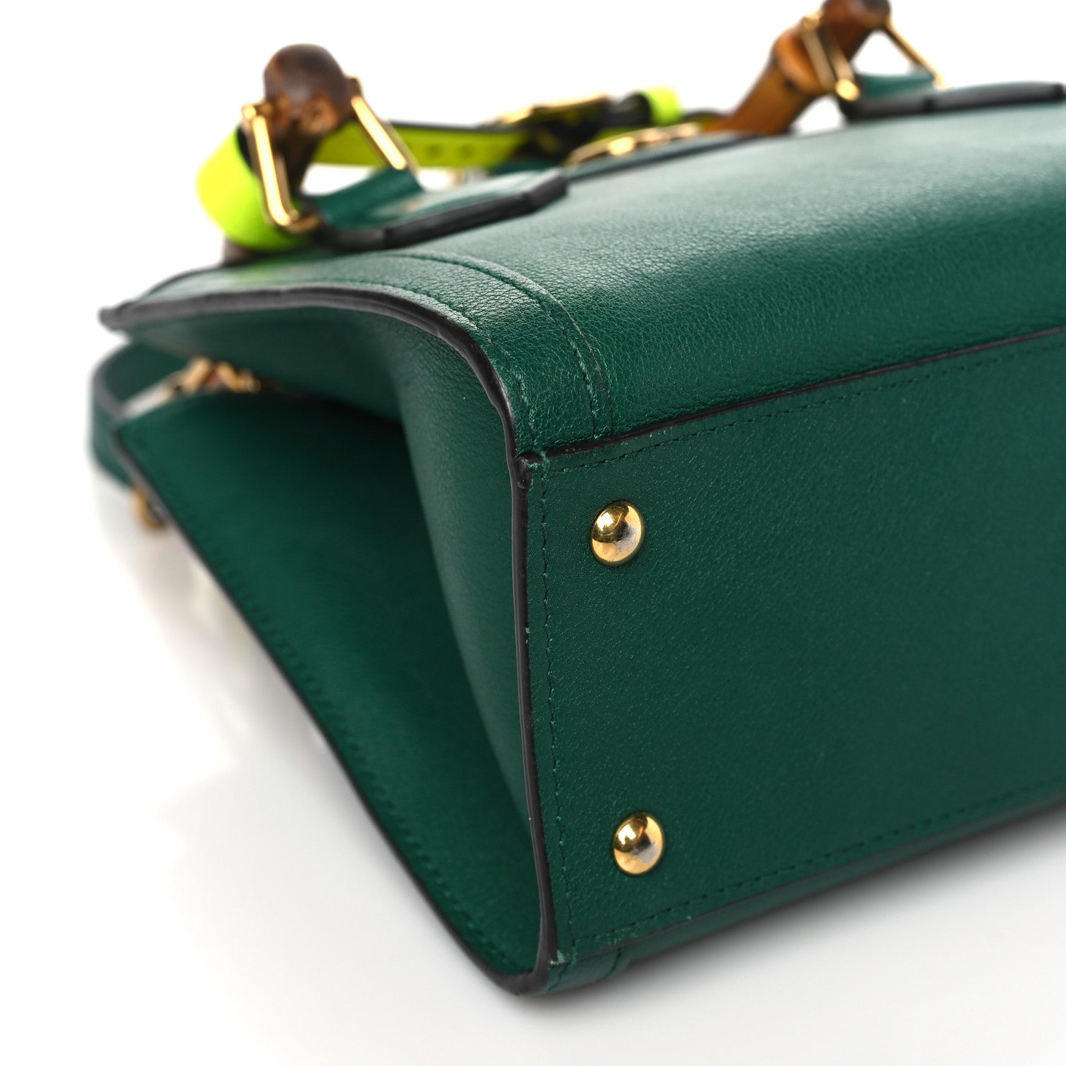 Gucci Wonka Grain Calfskin Mini Diana Tote Bag Green Yellow Fluo 9 of 12