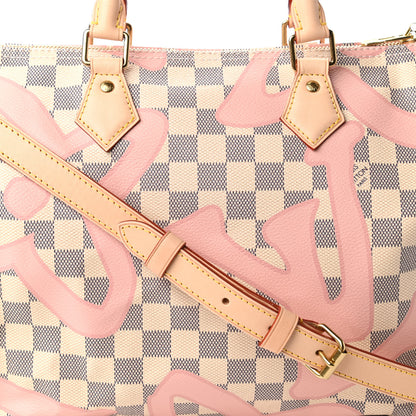 Louis Vuitton Damier Azur Tahitienne Speedy Bandouliere 30 Rose Ballerine 11 of 12