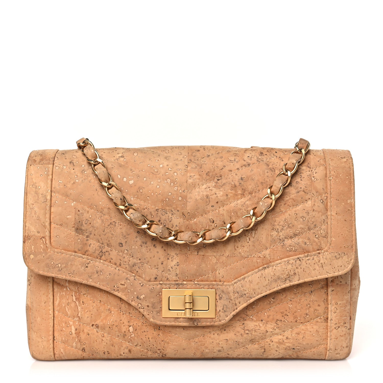 Chanel Cork Chevron Quilted Small Mademoiselle Flap Beige 1 of 9